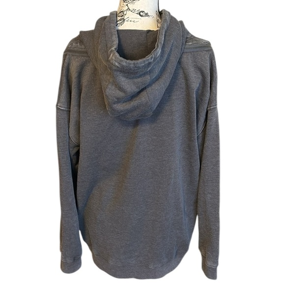 Mono b Hoodie Zipper Accents Kangaroo Pocket Gray Size M - Picture 3 of 6